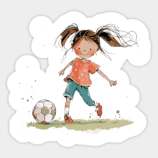 Little Girl Playing Soccer Sticker